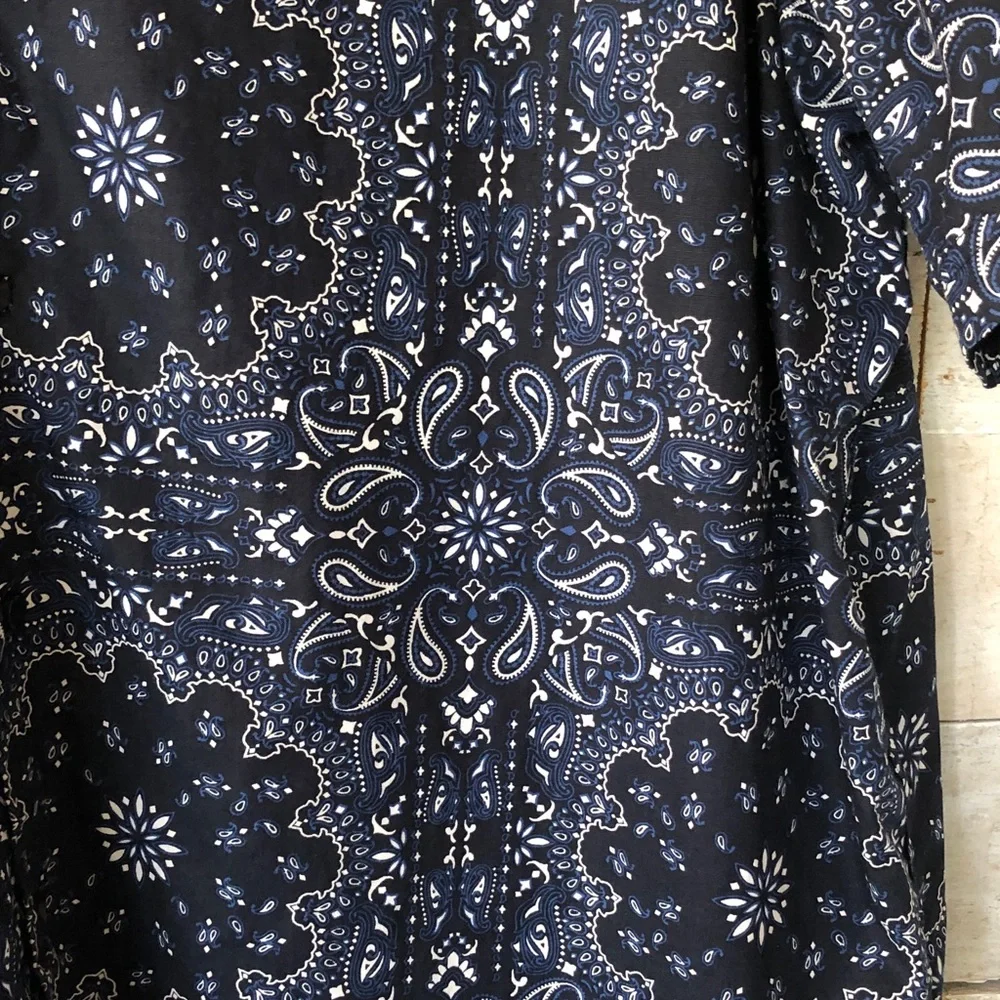 Navy blue handkerchief pattern paisley Shirt - Picture 4 of 7